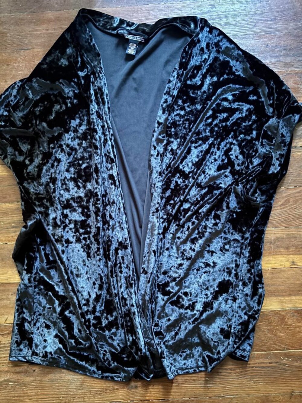 Victoria Secret Crushed Velvet Kimono Black Robe Coverup Cardigan XS/S